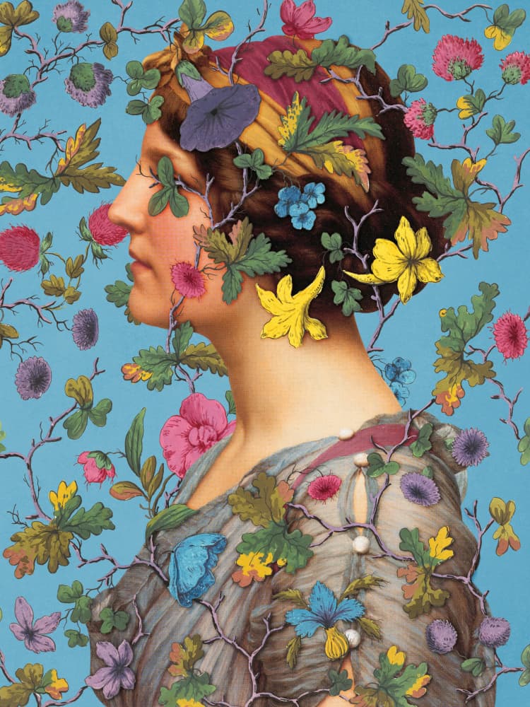 Elegant Floral Profile by Marja van den Hurk — canvas wall art
