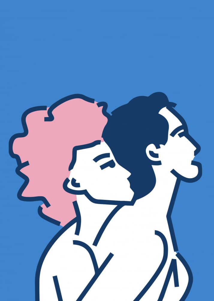 Modern Couple Embrace by Chantal Jemmott — canvas wall art