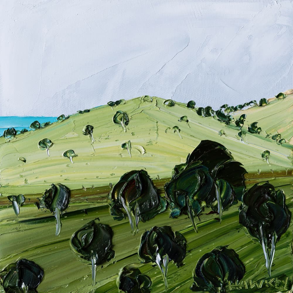 Green Hills Ocean View by Angela Hawkey — canvas wall art