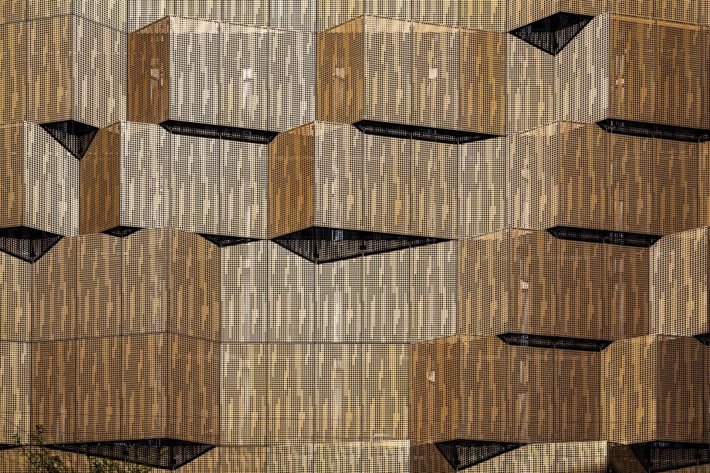 Golden Geometric Facade by Linda Wride — canvas wall art