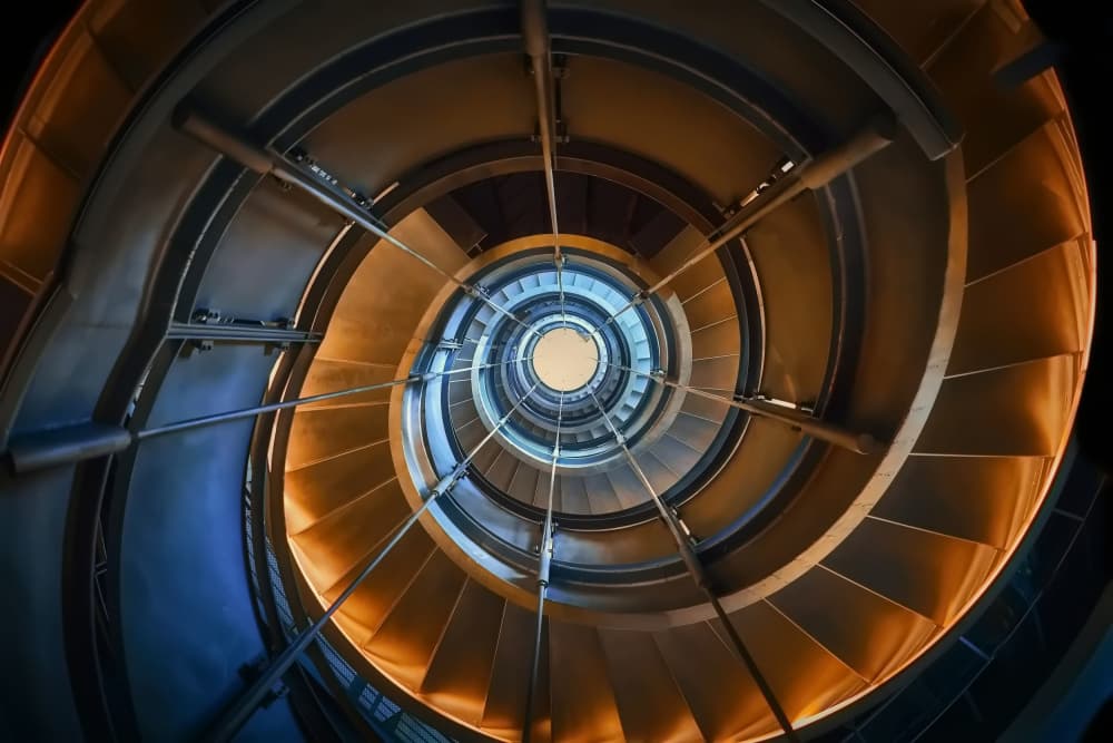 Golden Spiral Staircase by MingLun Tsai (蔡明倫) — canvas wall art