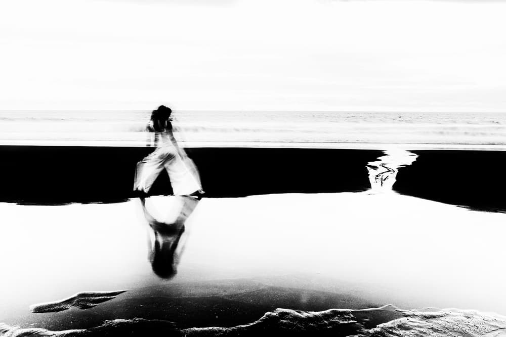 Solitary Beach Reflection by Paulo Medeiros — canvas wall art