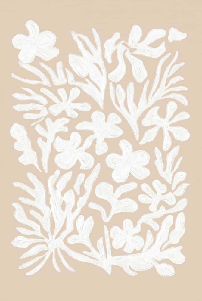 White Botanical Forms by Melloi Art Prints — canvas wall art