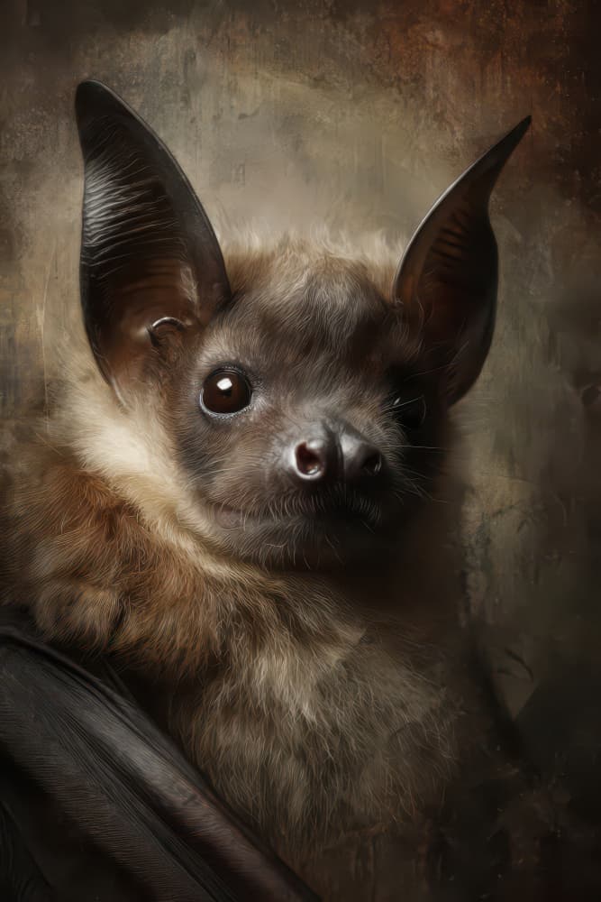 Cute Bat Portrait by Rafal Kulik — canvas wall art