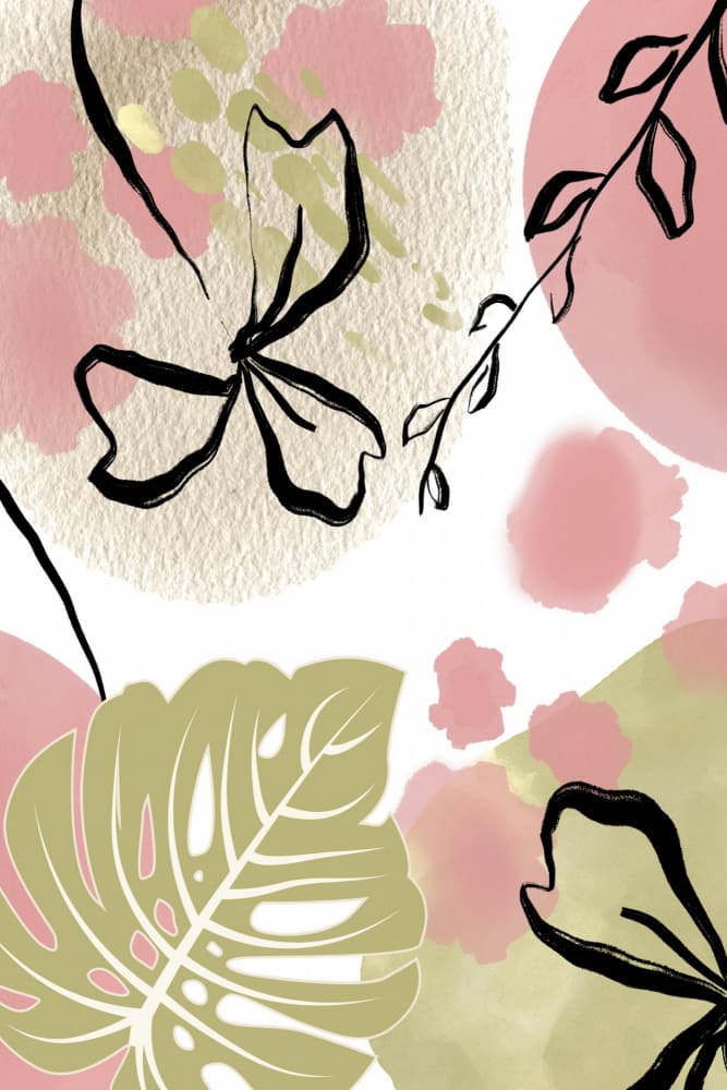 Abstract Pink Botanicals by Sally Ann Moss — canvas wall art