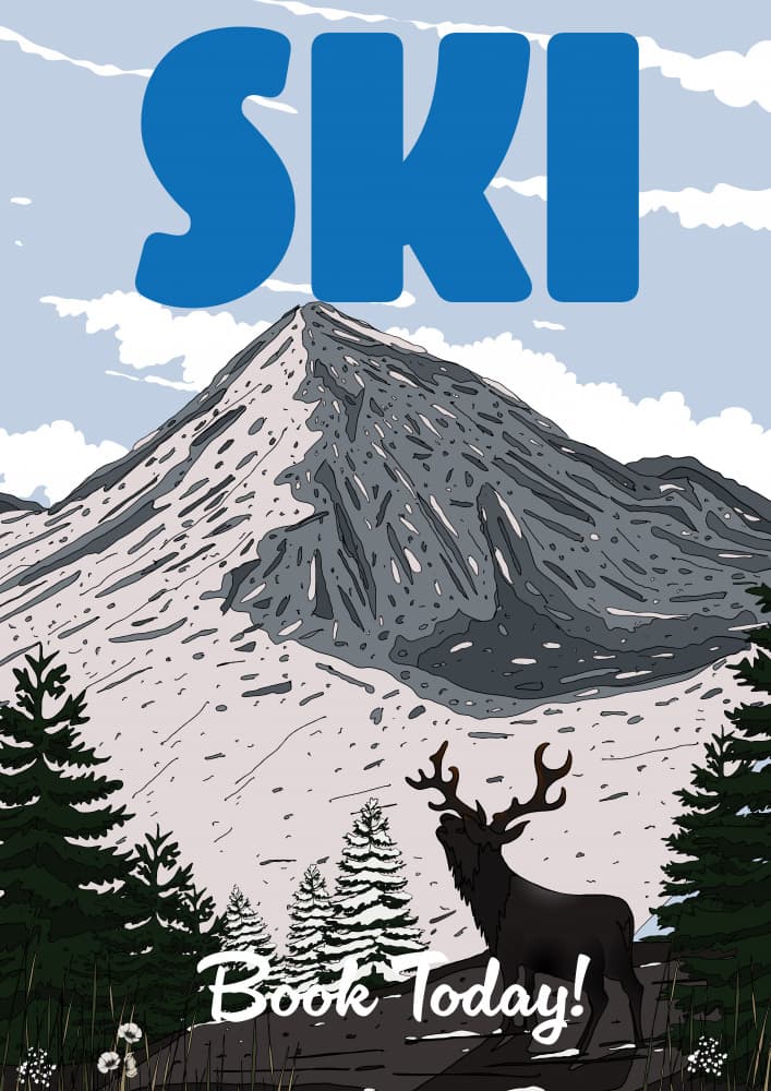 Ski Mountain Stag by Nicholas — canvas wall art