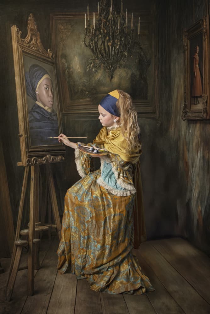 Girl Painting Iconic Portrait by Carola Kayen-Mouthaan — canvas wall art