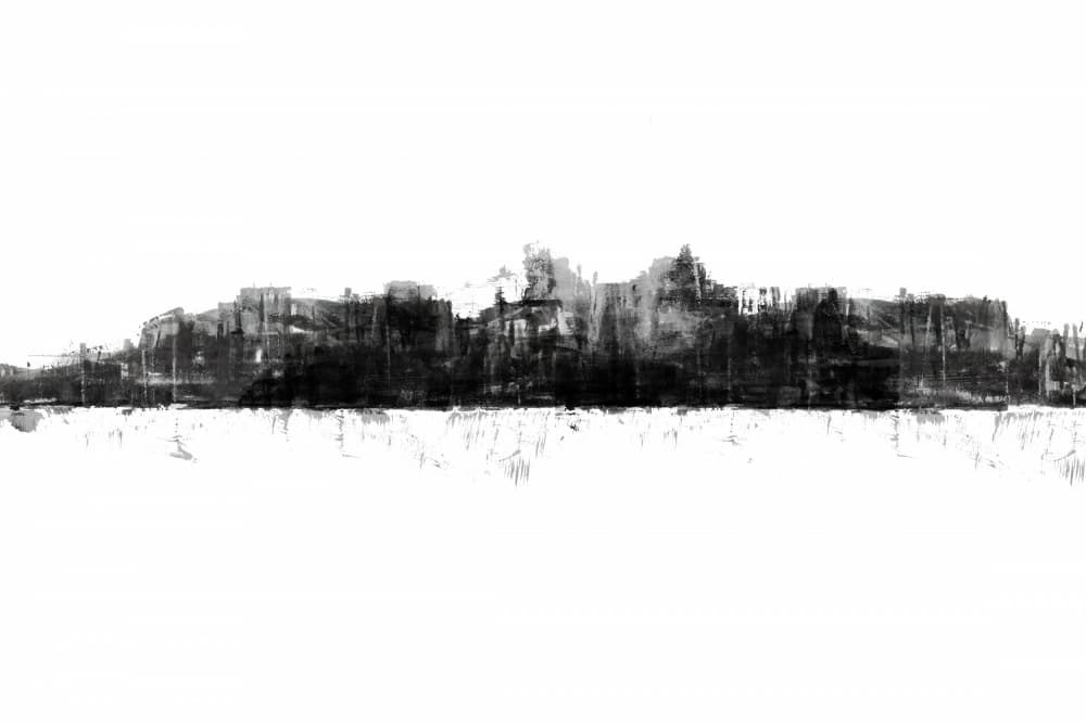 Monochrome City Silhouette by cartissi — canvas wall art