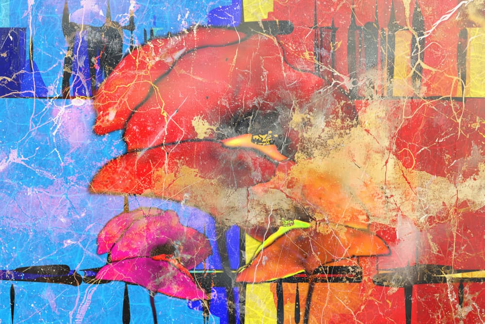 Vibrant Abstract Poppies by Rafal Kulik — canvas wall art