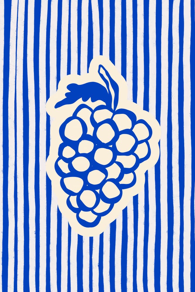 Bold Blue Grape Bunch by Treechild — canvas wall art