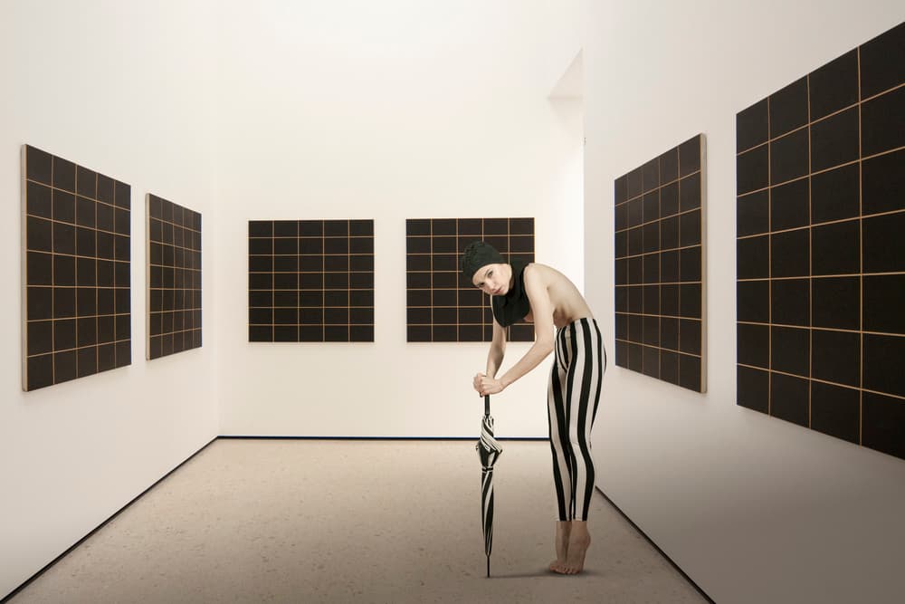Striped Figure in Gallery by Christine von Diepenbroek — canvas wall art