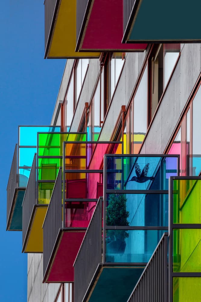 Vibrant Glass Balconies by Theo Luycx — canvas wall art