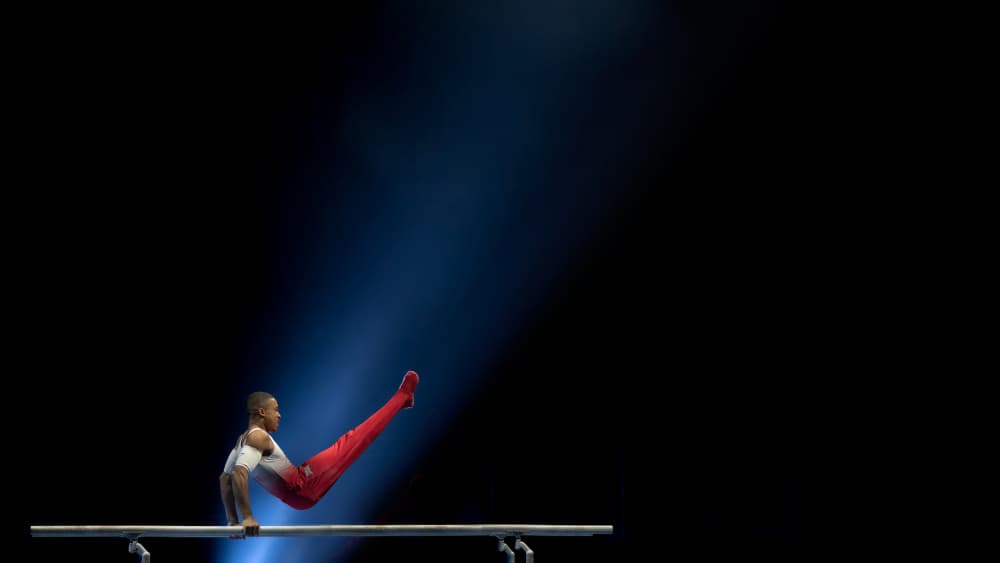 Gymnast on Parallel Bars by Els Keurlinckx — canvas wall art