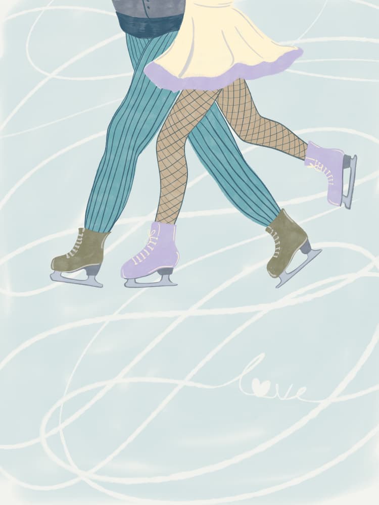 Skating Sweethearts by Nikita Jariwala — canvas wall art