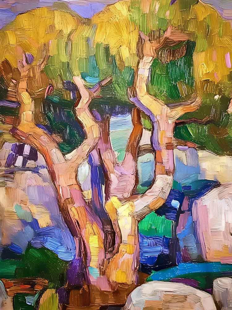 Vibrant Tree Trunks by Avanesova Elena — canvas wall art