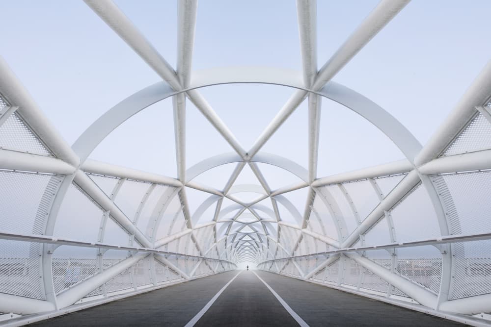 Modern White Bridge Tunnel by fotomarion — canvas wall art