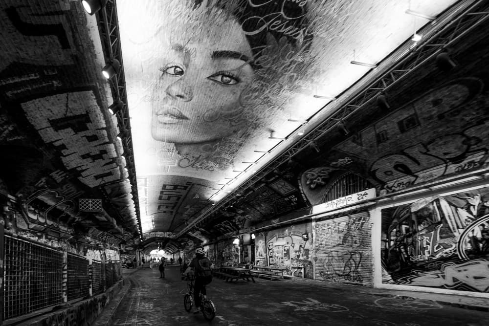Urban Tunnel Face Mural by Michiko Ôtomo — canvas wall art