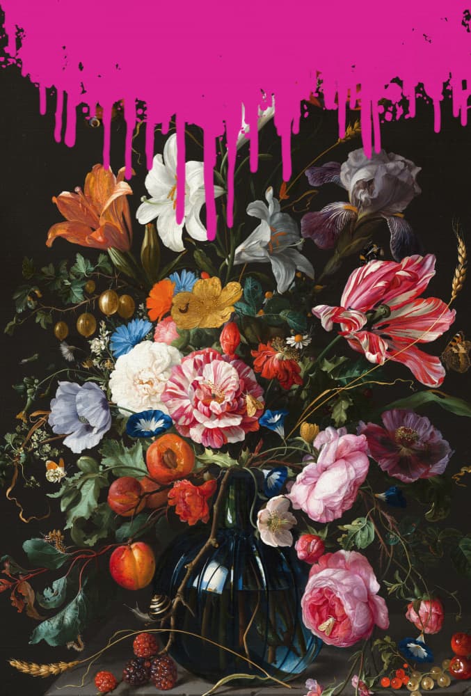 Classic Bouquet Pink Drip by The Art Concept — canvas wall art