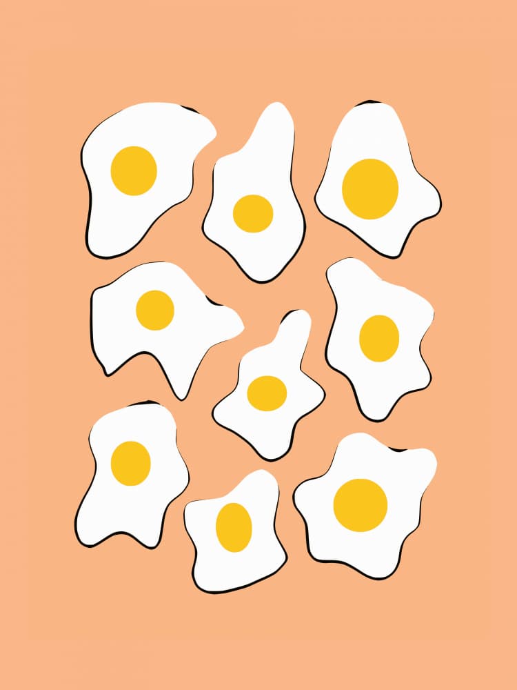 Playful Fried Eggs by Little Dean — canvas wall art