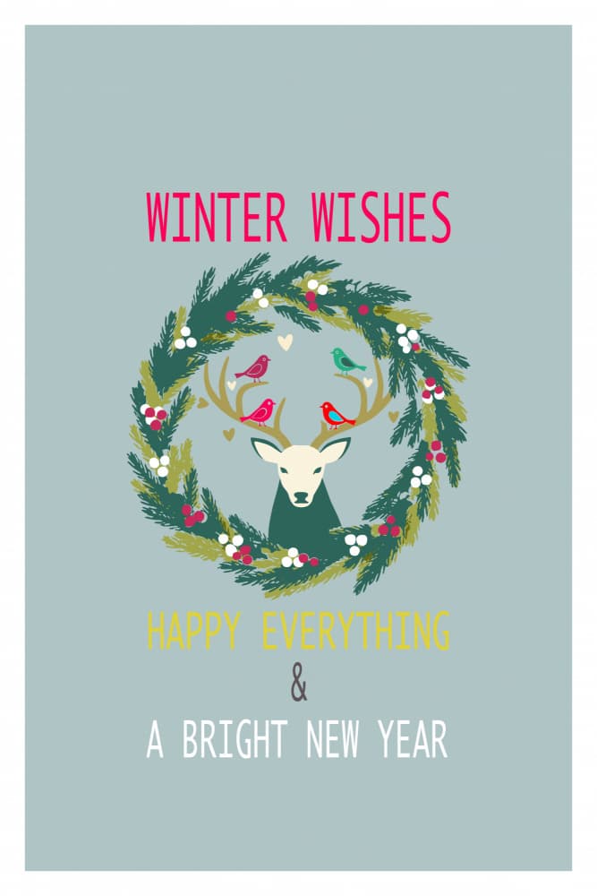 Winter Wishes Deer Wreath by casa cartissi — canvas wall art