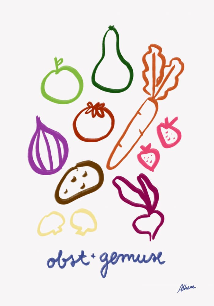 Obst + Gemuse by Athene Fritsch — canvas wall art