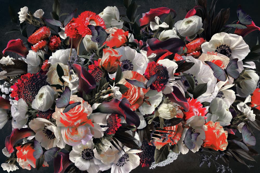 Opulent Dark Floral Blooms by Sue Skellern — canvas wall art