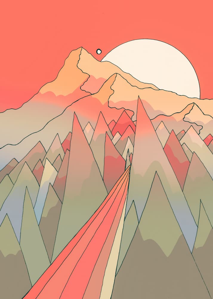 Crimson Mountain Path by Stephen Wade — canvas wall art