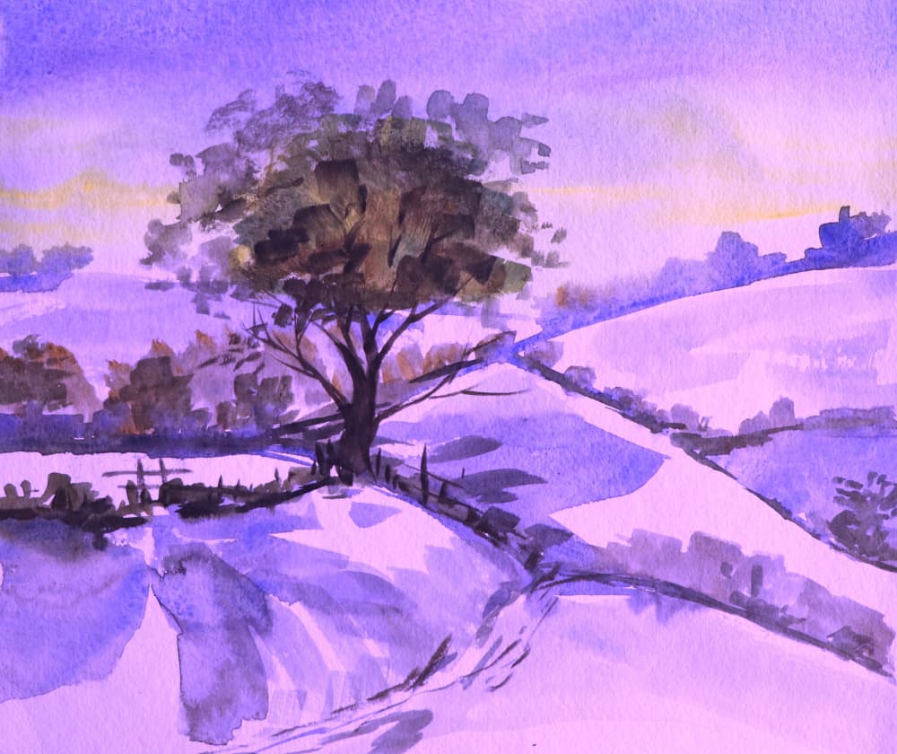 Purple Winter Landscape by Santhosh ch — canvas wall art