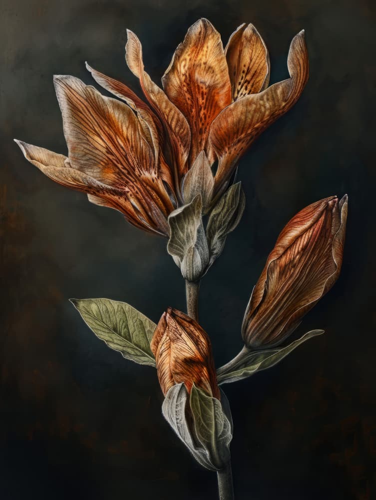Earthy Lily Blooms by Bilge Paksoylu — canvas wall art