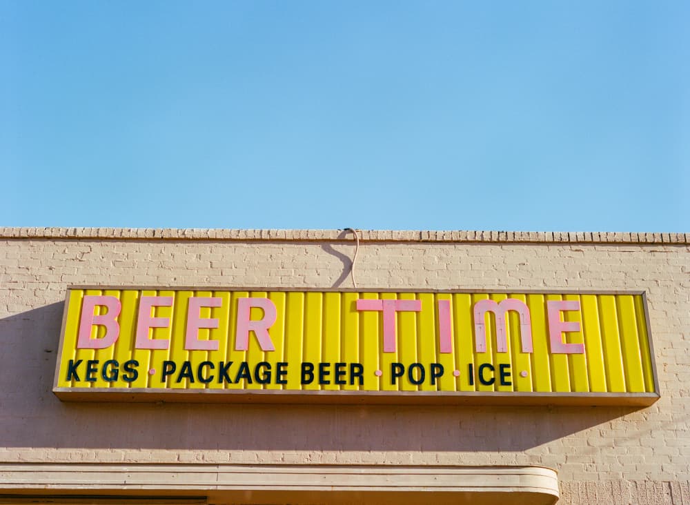 Beer Time Yellow Sign by Bethany Young — canvas wall art