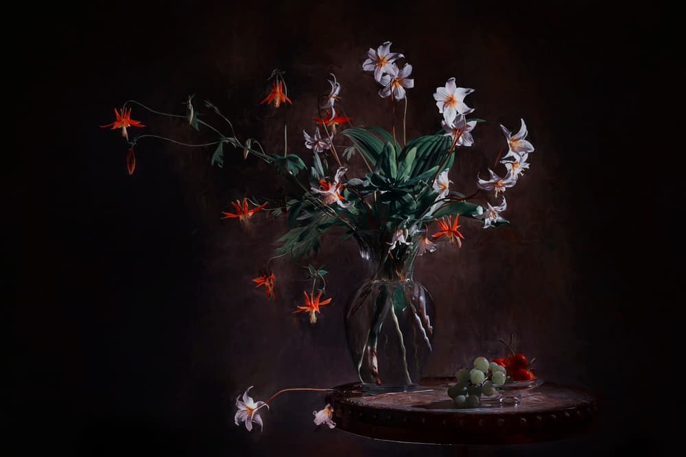 Moody Floral Still Life by Lydia Jacobs — canvas wall art