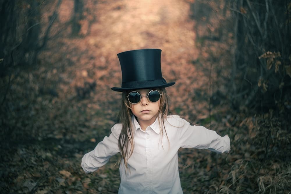 Mysterious Child in Top Hat by Amir Bajrich — canvas wall art