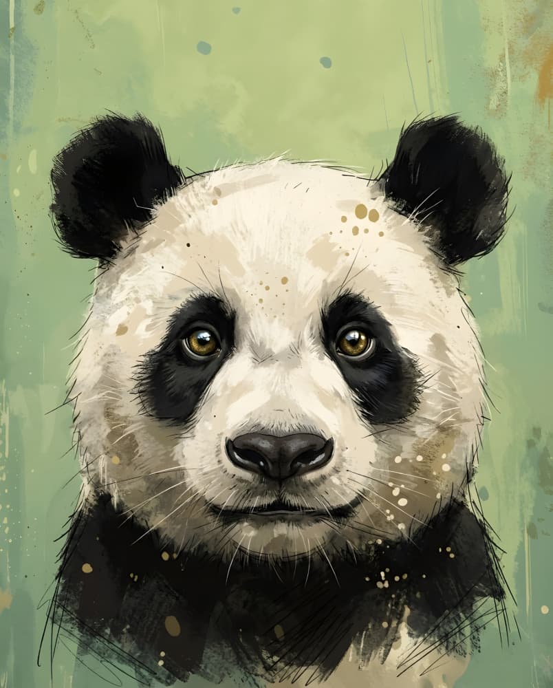 Gentle Panda Portrait by HUGO — canvas wall art