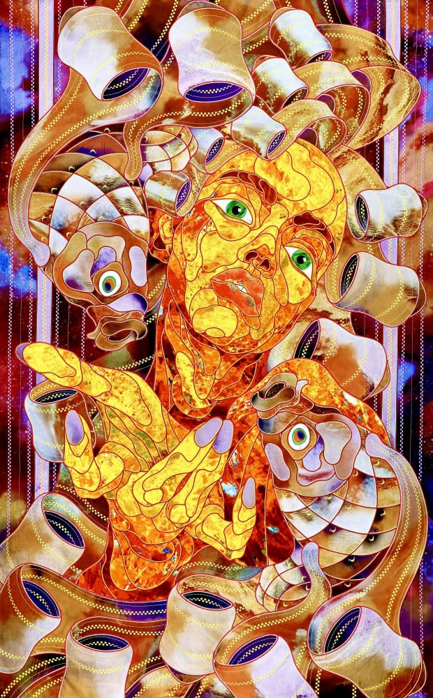 Vibrant Fragmented Portrait by Kostyantin Malginov — canvas wall art