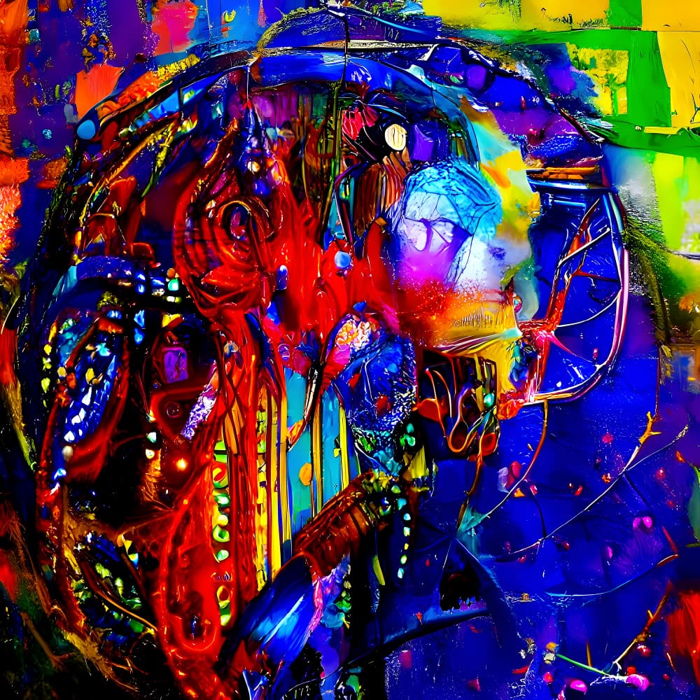 Vibrant Abstract Face by mnemonixART — canvas wall art