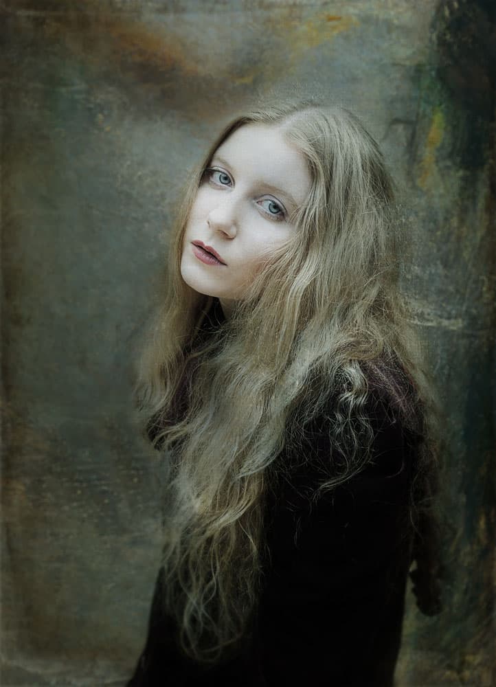 Pensive Blonde Portrait by kenp — canvas wall art
