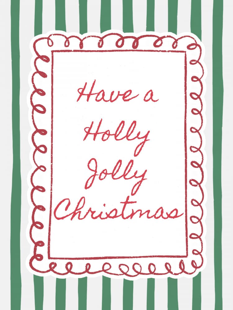 Holly Jolly Christmas Greetings by Jolly and Dash — canvas wall art