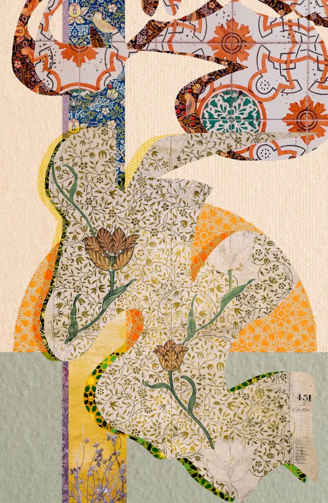 Stylized Floral Collage by Pelin Atilla — canvas wall art