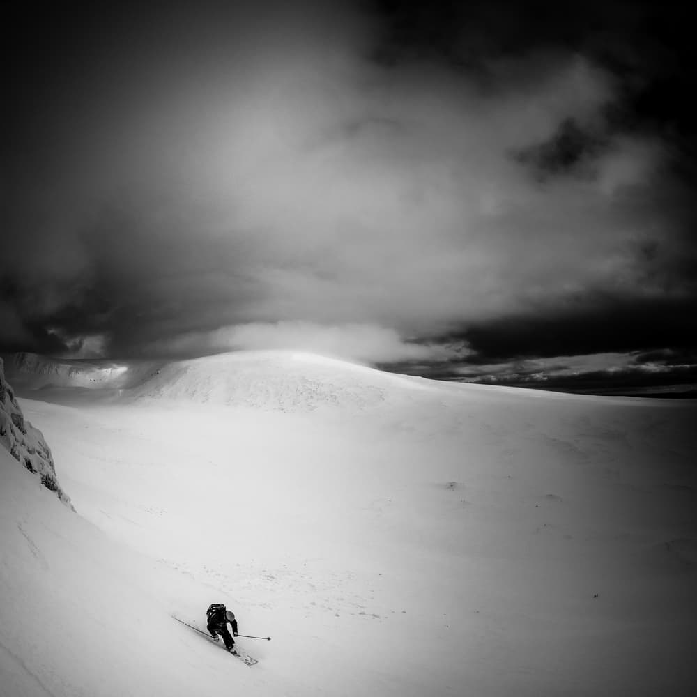 Lone Skier Mountain Ascent by Eric Verbiest — canvas wall art