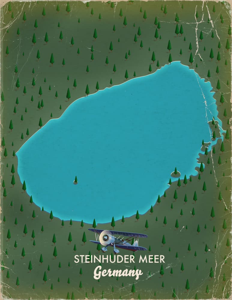 Steinhuder Meer Biplane Map by Nicholas — canvas wall art