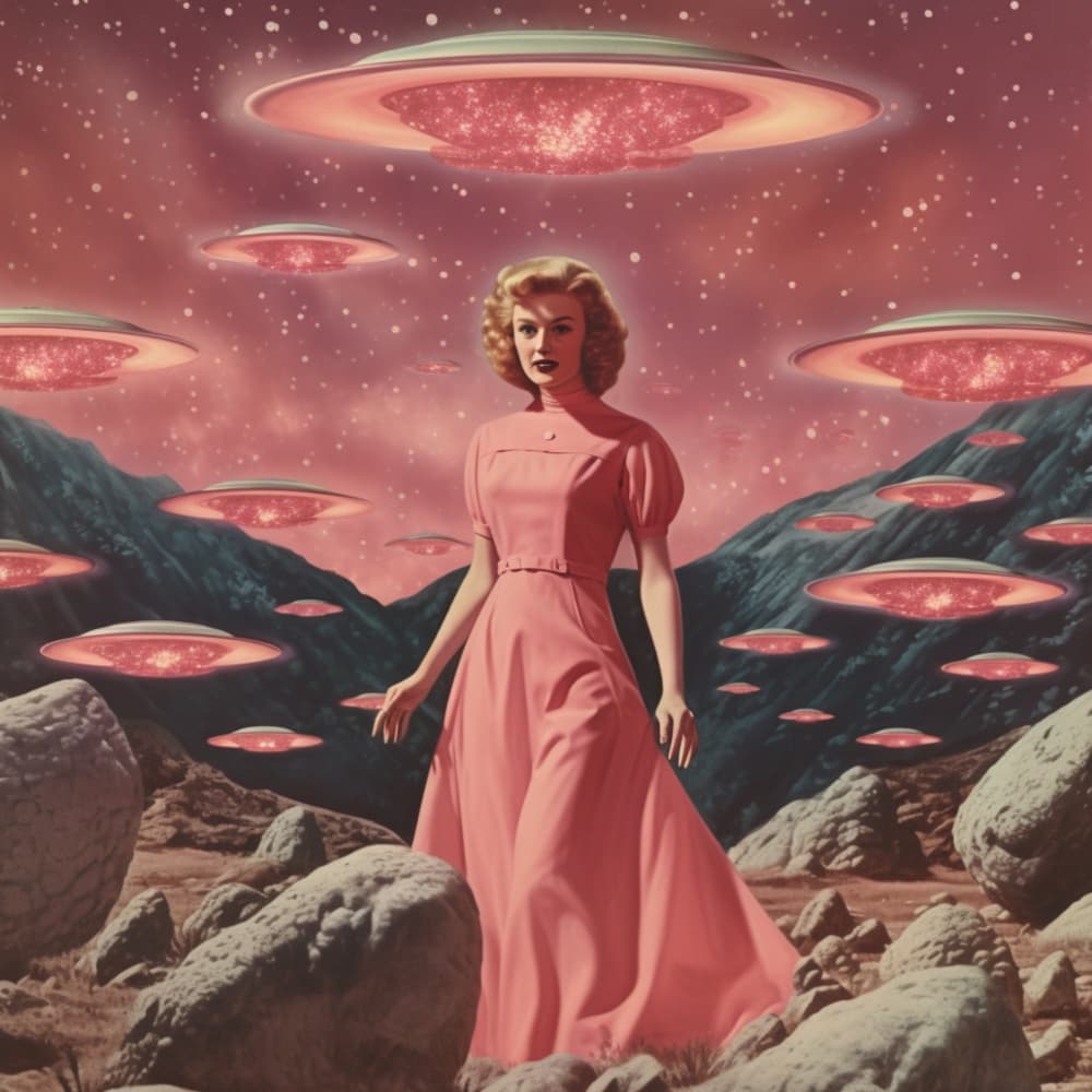 Retro Sci-Fi Invasion by Samantha Hearn — canvas wall art