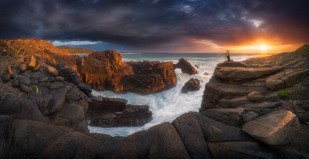 Dramatic Coastal Sunset by Krzysztof Browko — canvas wall art