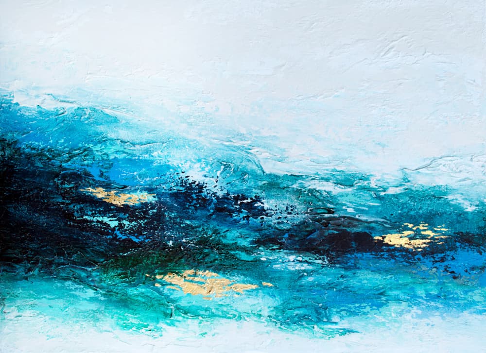 Golden Ocean Waves by Alyson Storms — canvas wall art
