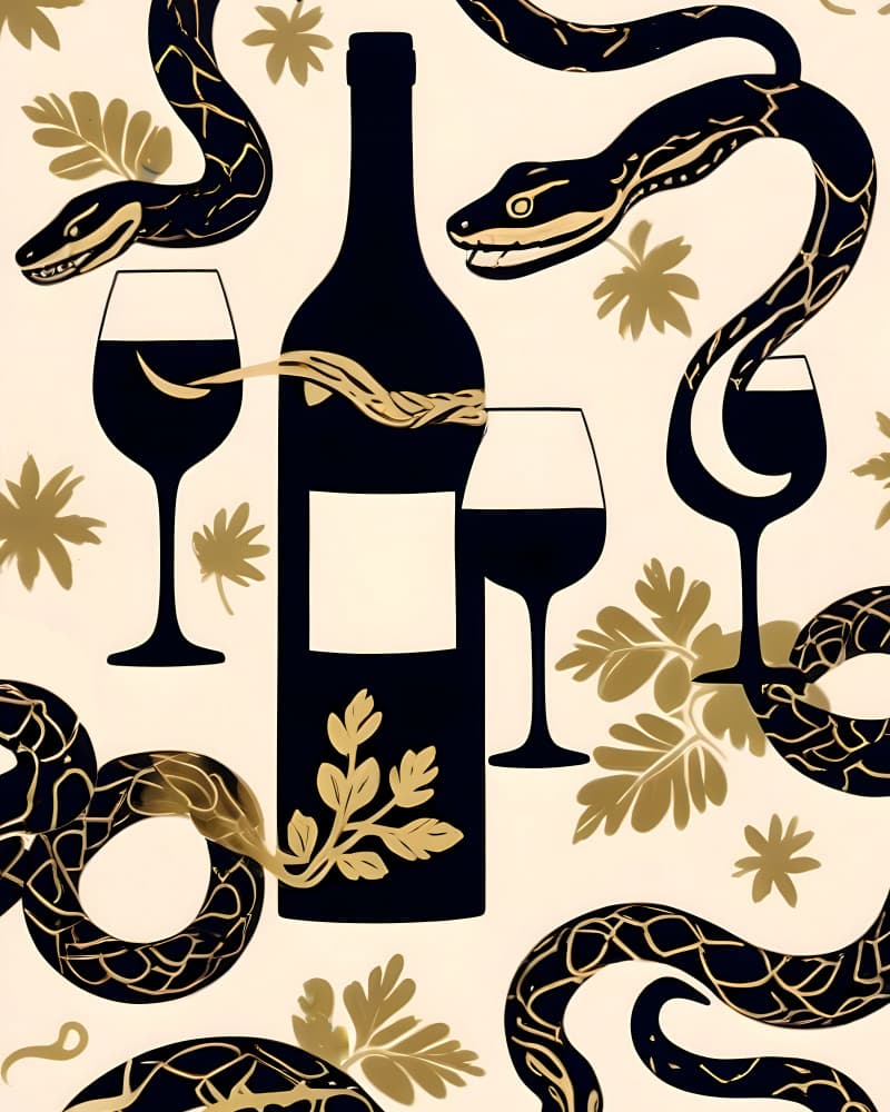 Golden Serpent Wine by Uma Gokhale — canvas wall art