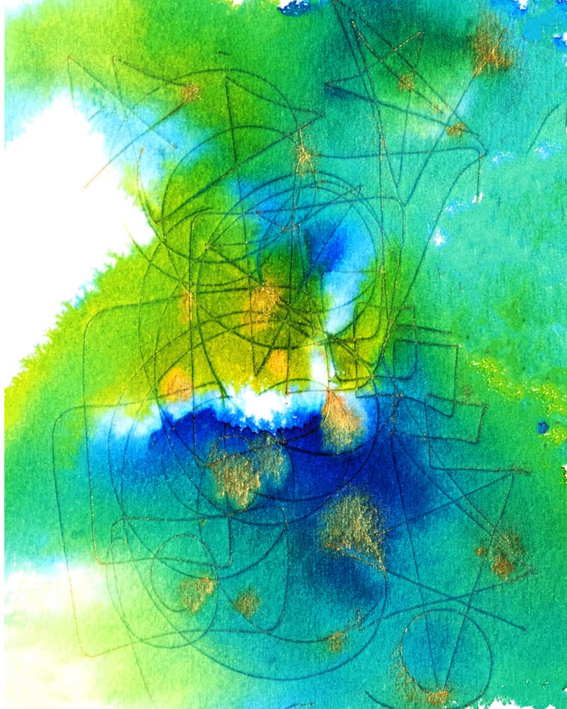 Dynamic Green Blue Gold by Sonia Pal — canvas wall art