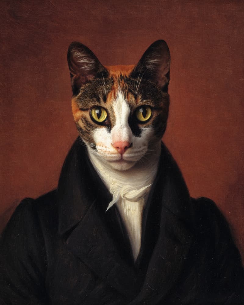 Dapper Cat Portrait by Marja van den Hurk — canvas wall art