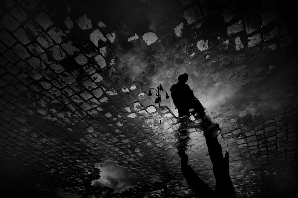 Lonely Man Reflection by Antonio Grambone — canvas wall art