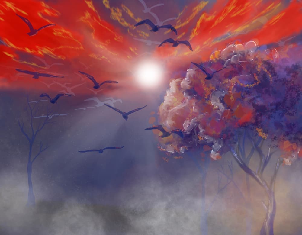 Mystical Sunset Flight by Anda Bieza — canvas wall art