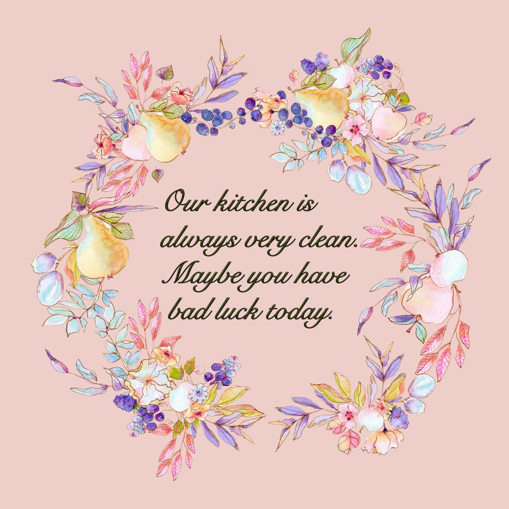 Clean Kitchen Quote Wreath by Bilge Paksoylu — canvas wall art