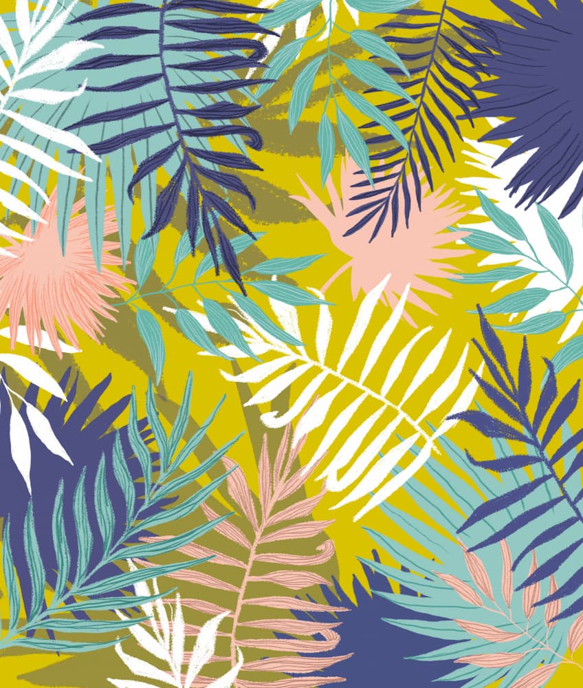 Vibrant Tropical Leaves by Uma Gokhale — canvas wall art